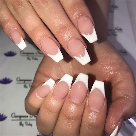 french tip nail ideas coffin|coffin french tip nails short.